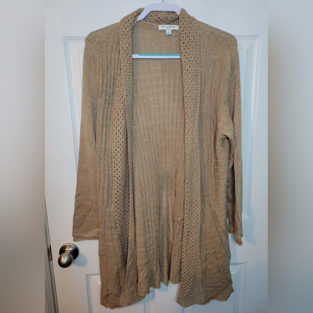 NWOT - Studio Works Women's Beige Open Front Cardigan 